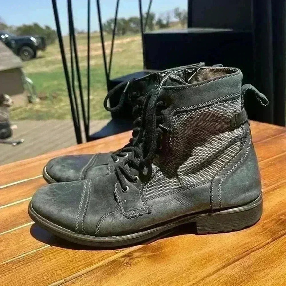 Steve Madden Mens Blue Mayhem Combat Boots, Size 11D, laceup - Picture 4 of 7